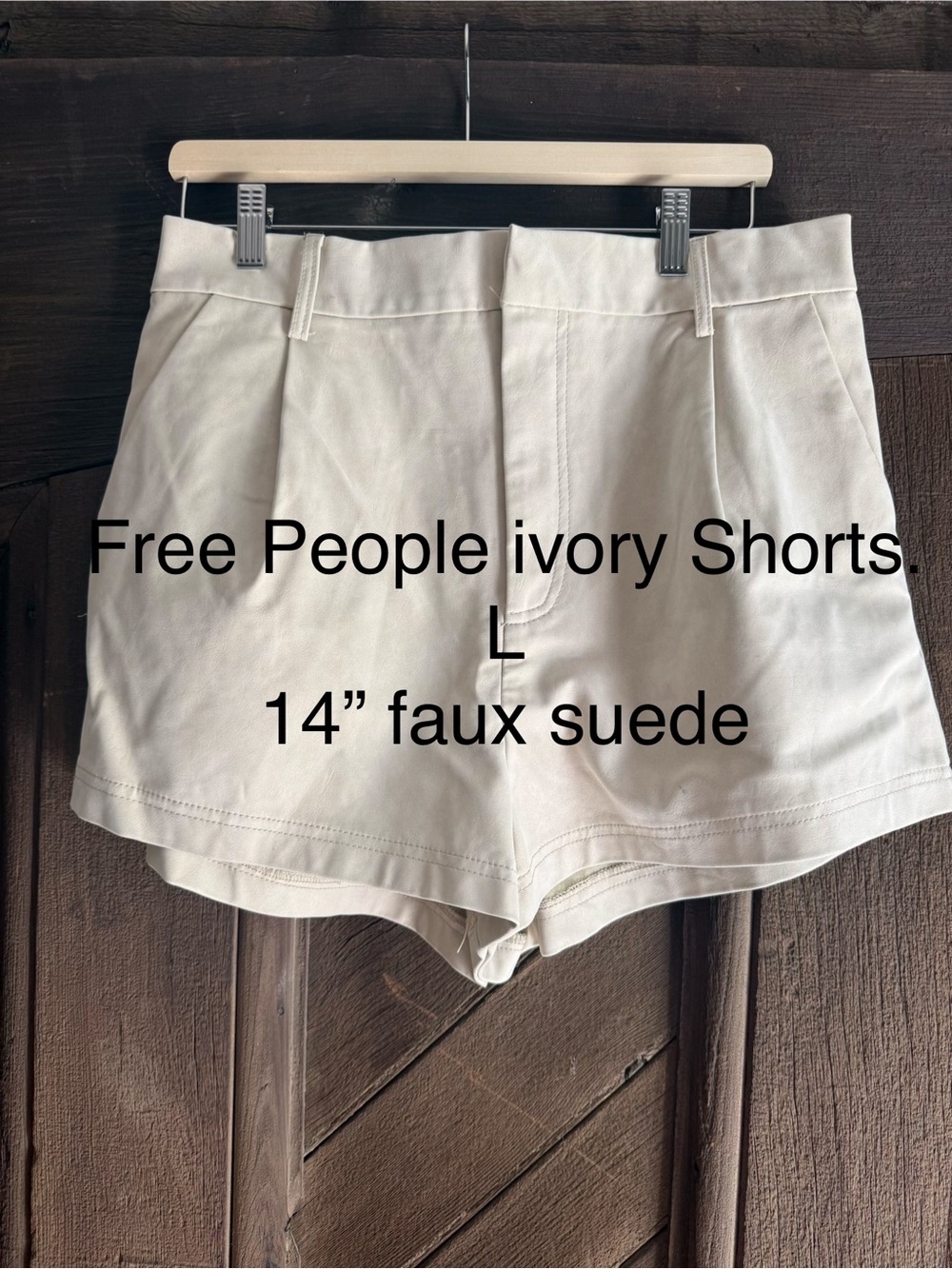 Free People Ivory Faux Suede High-Rise Pleated Shorts
